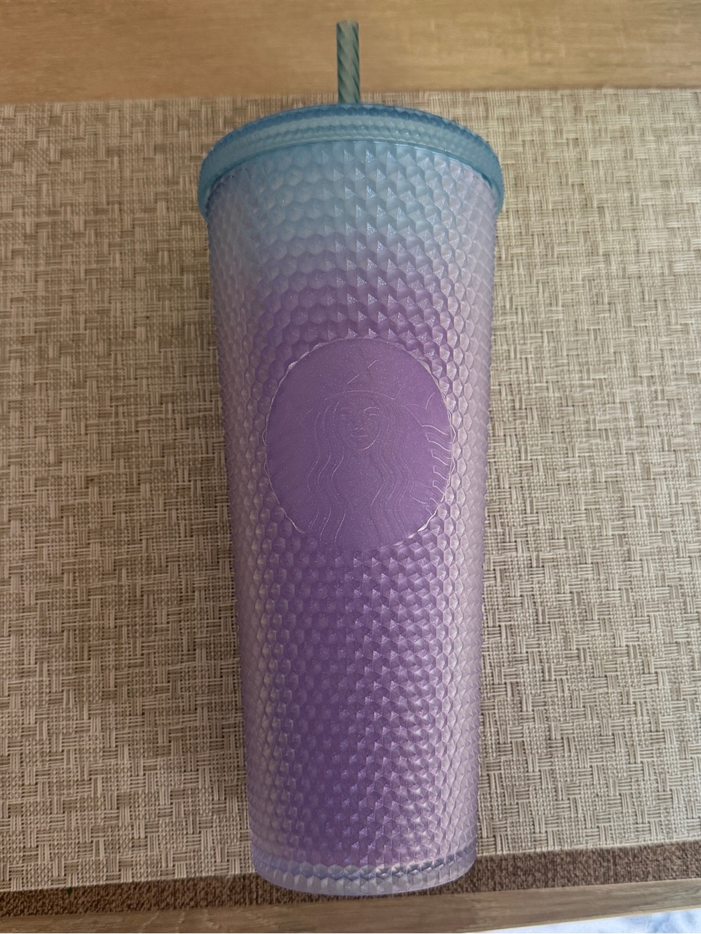 Starbucks 24 oz Iridescent Blue Purple Studded Cold Cup Tumbler with Straw Lid